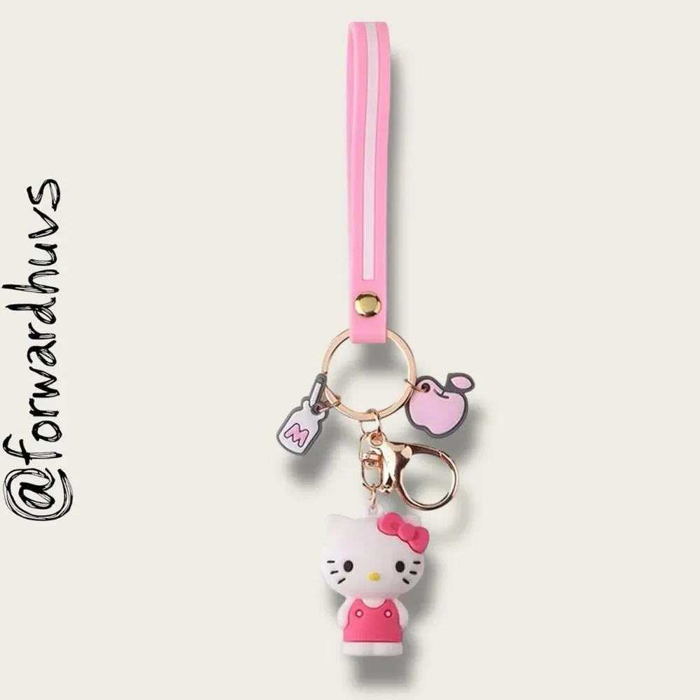 Hello Kitty Keychain – Pink Strap with Charms